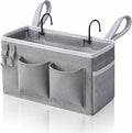 Kanrichu 1pcs Bedside Caddy Hanging Storage Bag, Organizer Baskets with Pockets for Bunk Bed Accessories, Loft & Dorm Rooms Chair Bed Rails (Grey-1pcs)