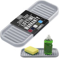 Zulay Kitchen (9x3.5in) Sponge Holder for Kitchen Sink - Flexible Heavy-Duty Multipurpose Sink Caddy - Counter Organizer for Kitchen, Bathroom, Makeup, Trinkets & More! (Grey)