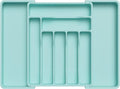 Lifewit Utensil Organizer for Kitchen Drawer, Expandable Cooking Silverware Tray, Adjustable Cutlery Flatware Holder, Plastic Spatula Tools Storage Divider, 13-22.4 x 15", Turquoise
