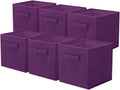 PowerKing Collapsible Storage Cubes with Handles, Fabric Foldable Bins for Closet Shelves, Durable Organization Storage Bins, 10.5'' x 11'' x 10.5'', 6 Pack, Dark Purple
