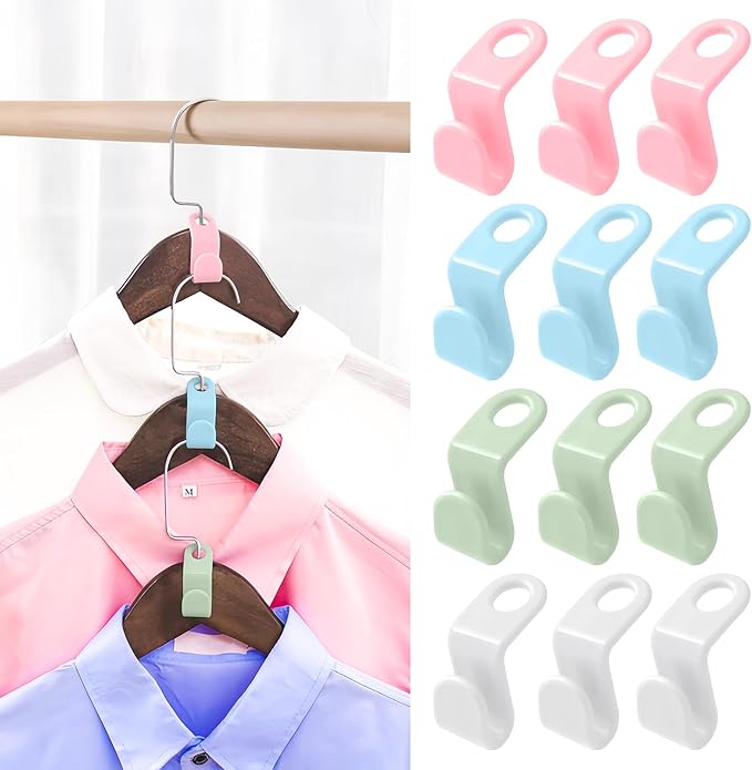 100 PCS Hanger Connector Hooks - 2024 New Space Saving Hangers for Closet Organizers and Storage Hangers Hooks,Hanger Clips Plastic Hangers for College Dorm Room Essentials (Multicolor)