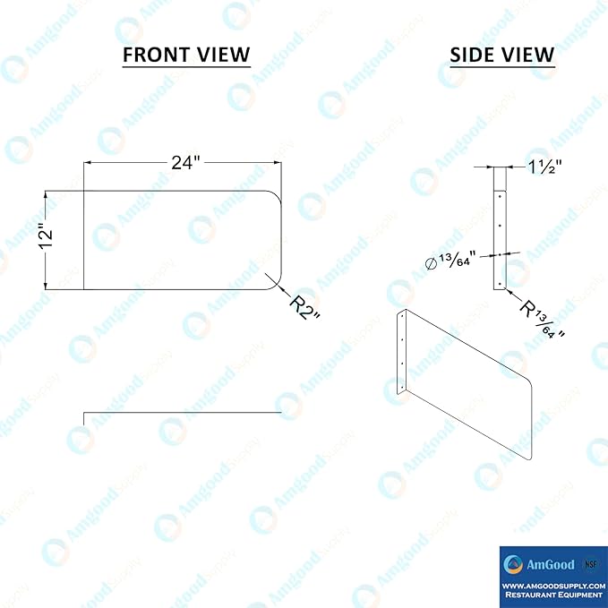 24 in. x 12 in. Wall Mount Stainless Steel Splash Guard – 16-Gauge 304 Stainless Steel