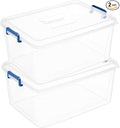 Tribello Clear Storage Bins with Lids, Stackable Plastic Storage Containers for Home Organization – Totes for Closet and Underbed Storage, 21 Quarts