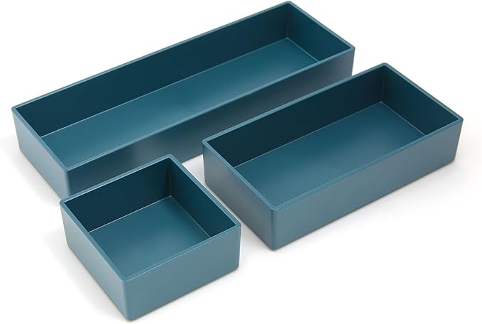 TRU RED Plastic Drawer Organizer Set, 3‑Piece, 9/Carton – Modular Desk & Drawer Storage for Office Supplies
