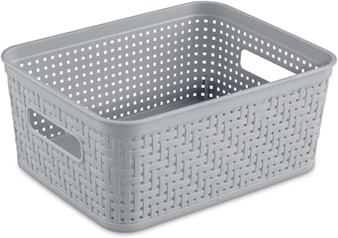 Sterilite 32 Pack Plastic Storage Bin Organization Containers, Small Baskets, Cement