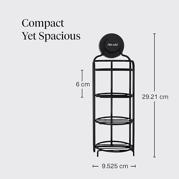Kitsch Hanging Shower Caddy with Suction Cup – Self-Draining Bar Soap Holder & Shower Caddy for Shampoo Bars, Conditioner Bars & Soap – Rust Proof, Eco-Friendly, Wall Mount or Free-Standing Organizer
