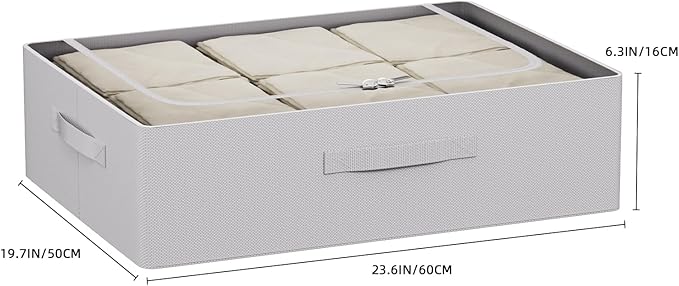 CYhom Under Bed Storage Bins Frame Storage Box Oxford Fabric Sturdy Underbed Container Foldable Stackable Large Capacity Clothes Organizer