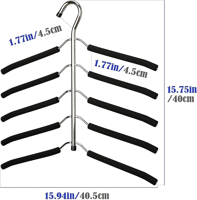 Hangers Space Saving Clothes Hanger 4 Packs Swing Arm Non Slip Padded Coat Hanger 5 Layers Heavy Duty Stainless Steel Sweater Shirt Hanger Closet Storage Organizer
