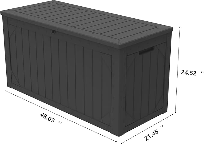 Outdoor Storage Box Waterproof, 100 Gallon Lockable Resin Deck Box Patio Storage Bin for Pool Accessories Cushion Furniture, Garden Tools, UV-Resistant Outside Delivery, Black
