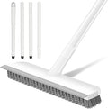 SetSail Floor Scrub Brush, Scrub Brush with 48-Inch Long Adjustable Handle 2 in 1 Scraper Brush Stiff Bristle Floor Scrubber for Cleaning Bathroom Shower Kitchen Garage Deck Tilb Tub, White
