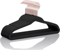 MIZGI Kids Velvet Hangers,Non-Slip Big Kids Hangers,14 Inch Hangers for Youth,Teen Clothes,Pack of 50（Black/Rosegold）