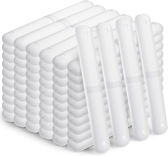 PercyEffie 60pcs plastic toothbrush holder clear toothbrush holder with cover bulk dustproof tooth brush Case Cover Protector plastic tooth brush holders for Travel Trip Camping Toothpaste Covers