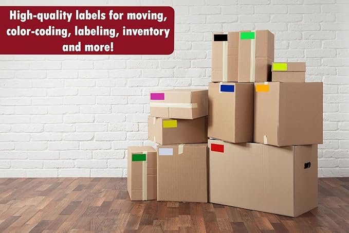 Royal Green Rectangular Stickers Color-Coding Labels for Organizing, Moving, and Storage Boxes 4" x 2" Stickers to Write On Name Tags, 300-Pack (Neon Pink)