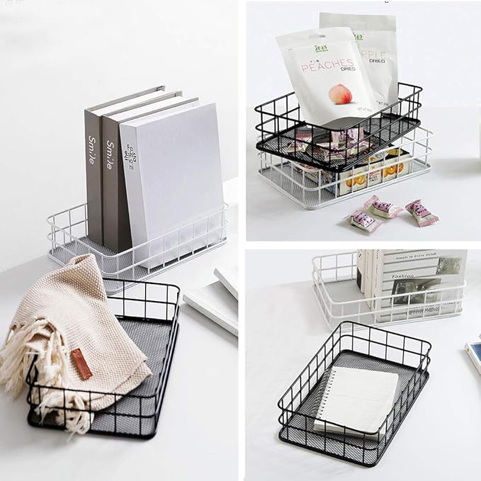 Small Black Metal Wire Cabinet Organizer Storage Organizer Bin Basket Tray (1)