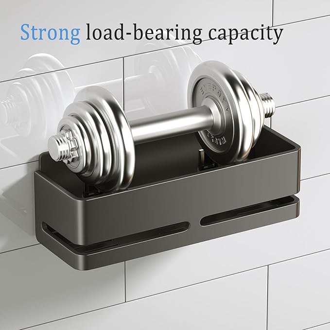 YESENT Bathroom Shower Caddy (5-Piece Set Storage Rack), Wall-Mounted Shelf with soap Dish and Toothbrush Holder, no Drilling Required, Ideal for Bathroom Storage and Also Suitable for Kitchen (Grey)