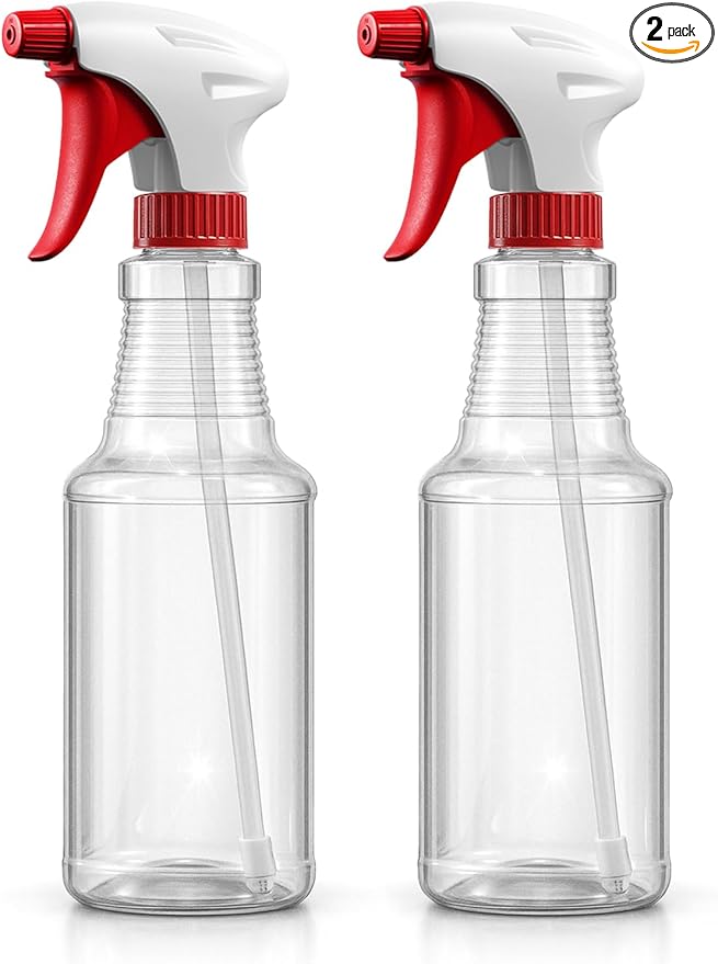 Bar5F Empty Plastic Spray Bottles 16-Ounce BPA-Free Food Grade Crystal Clear Fully Adjustable Sprayer (not for oil), 2-Pack (S-Series)