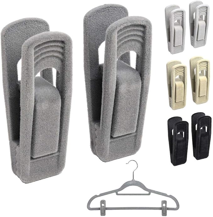 Velvet Hangers Clips Strong Finger Clips Perfect for Thin Velvet Hangers (Grey, 20)