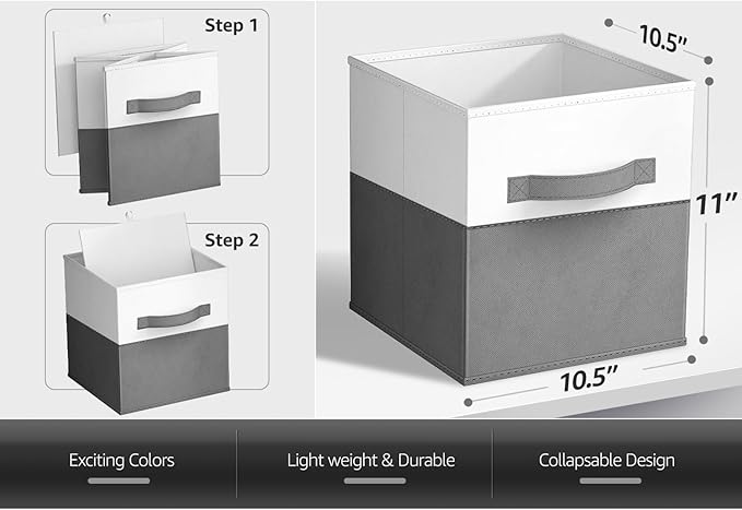 Sorbus Foldable Storage Bins – 6-Pack Fabric Storage Cubes, 11-Inch Cube Organizer Bins for Closet, Shelves, and Cubby Storage – Collapsible Cloth Storage Baskets for Home Organization