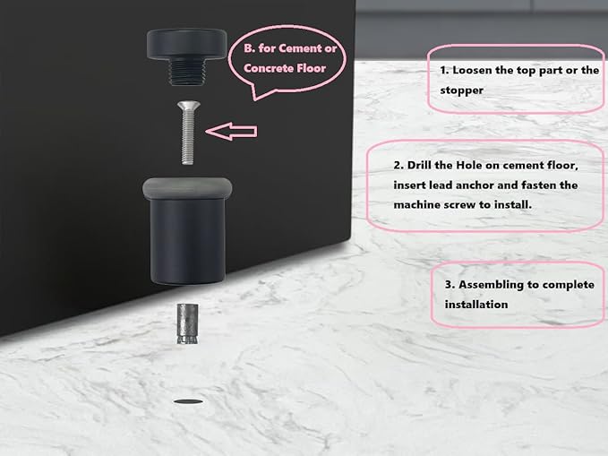 QCAA Cylindrical Floor Mount Door Stop, Height 1-1/2", Solid Brass, US10B ORB Oil Rubbed Bronze, Made in Taiwan, 1 Pack
