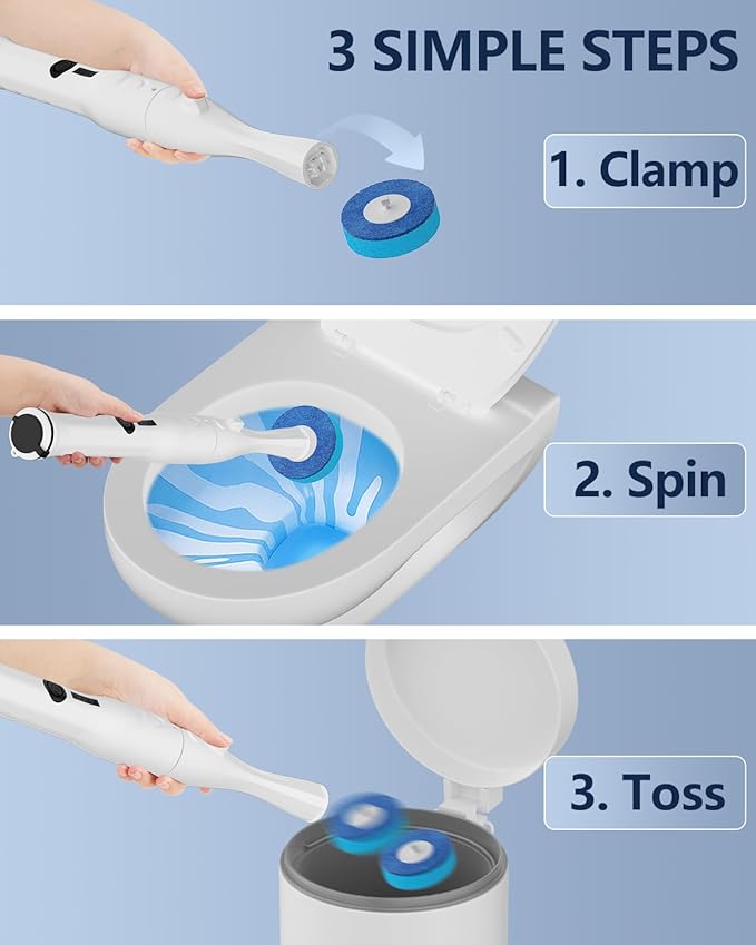 Leebein Electric Toilet Brush and Holder Set, 2025 New Toilet Bowl Scrubber Kit with 8 Replaceable Brush Heads, Disposable Toilet Brush with 6 Wand Cleaner Refills, 2 Pcs Crevice Cleaning Brush