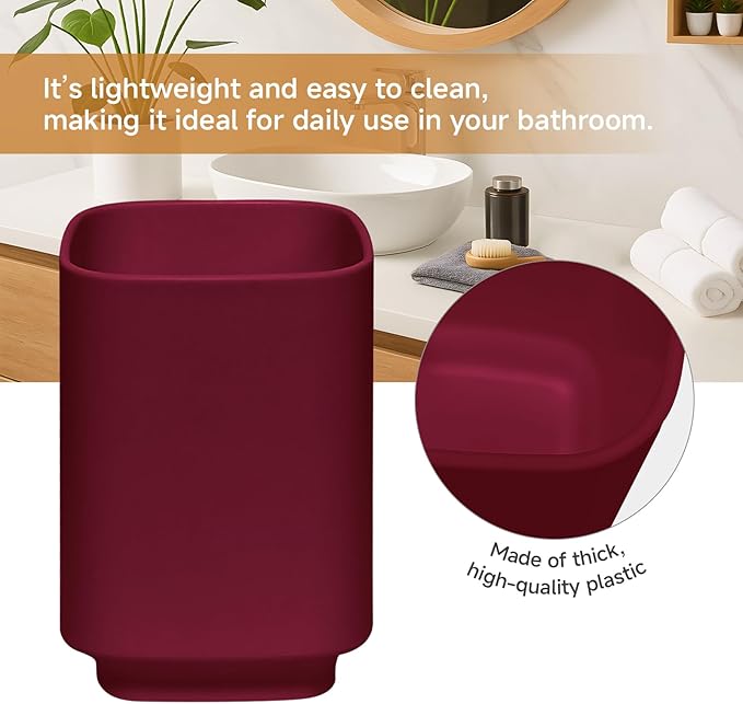 2Pack Burgundy Bathroom Accessories Set, Bohemian Bathroom Sink Set, Contain Soap Dispenser, Toothbrush Holder, Bathroom Toothbrush Holder Set