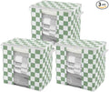 Green Checkered Clothes Storage Bins, 100L Large Blanket Storage Bags 3 Pack, Closet Organizers and Storage Containers for Comforters, Bedding, Foldable Organizer with Handle