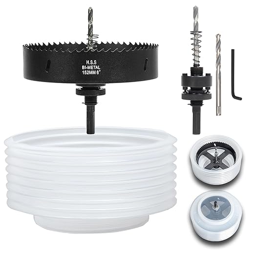 6 Hole Saw for Recessed Lights, 6 Inch Hole Cutter with Dust Bowl Catcher for Led Recessed Lighting 6 Inch and Wood Metal Drywall, Bi-Metal Construction, Black