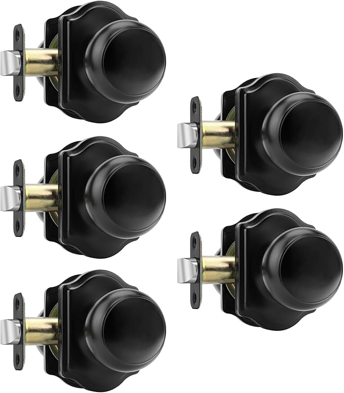 Haidms Black Closet Door Knobs Interior, Passage Interior Door knobs, Matte Black Indoor Closet Doorknobs for Closet or Hall (5 Pack)