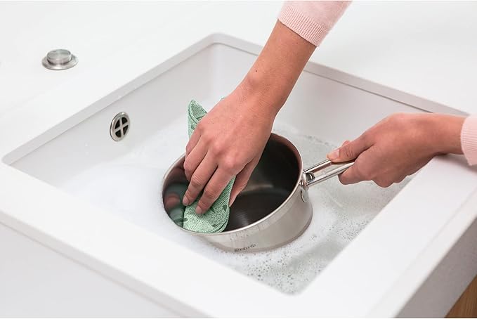 Brabantia x2 Microfiber Cleaning Dish Cloths (Jade Green) Absorbent Hygenic Rags for Washing, Cleaning, Drying (12x12)