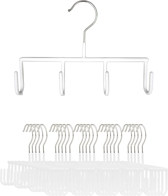 Mawa by Reston Lloyd Non Slip Space-Saving Belt/Accessory Hanger, Style Gh, Set of 25, White