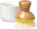 Full Circle Bubble Up Bamboo Dish Brush & Ceramic Soap Dispenser – Family Safe, Formaldehyde-Free – Kitchen Scrub Brush for Dishes, Nonstick & Cast Iron, White