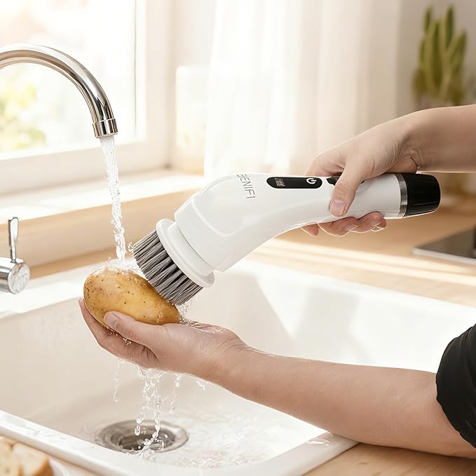Benifi Electric Spin Scrubber Full-Body IPX7 Waterproof Cordless Bathroom Cleaning Brush with Power LCD Display and 8 Brush Heads