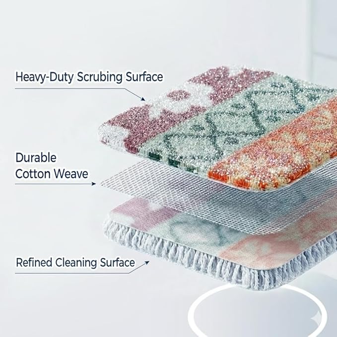 Amarelle GEN II Dish Washing Scrubbers (5-Pack), Made in Green Kitchen Scrubbers for Dishes, Non Scratch Pot & Pan Scrubber, Dual-Sided Heavy-Duty Scouring Pads, Reusable (Nordic Folk)