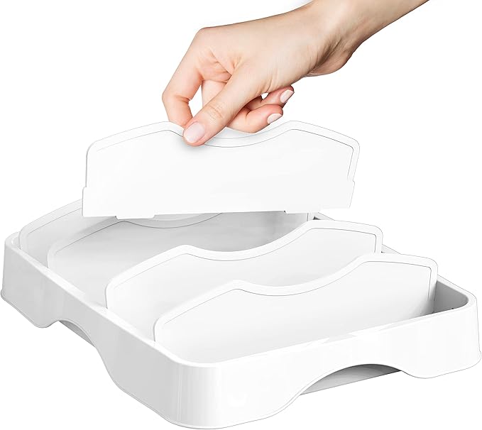 Simple Houseware Food Container Lids Storage Organizer with Adjustable Dividers, 13''x10'', White