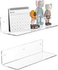 12 Inches Clear Wall Shelves, Moisture-Proof, Acrylic Bathroom Wall Shelves, Clear Floating Shelves for Bathroom, Bedroom, Living Room, Retail, 2 Pack