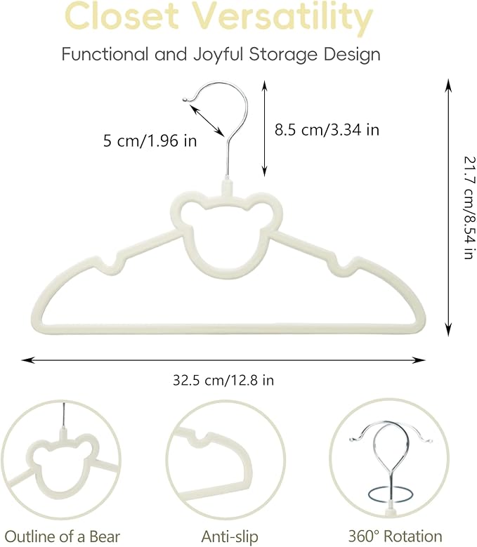 GoodtoU Velvet Hangers 50 Pack - Baby Hangers for Closet, Space Saving Kids Plastic Hangers for Toddler Infant Childrens Small Child Nursery Pants Clothes Organization 12.8 Inch