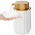 Ceramic Foaming Soap Dispenser, 12 oz Bathroom Foam Hand Soap Dispenser, Refillable Lotion Soap Dispenser with Removable Pump for Kitchen Hand Wash Dispenser, Modern Home Decor (Speckled White)