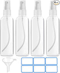 4 Pack 3.4 Oz (100ml) TSA Approved Travel Bottles, Travel Size Containers Spray Bottles with Labels - Fine Mist, Refillable, Reusable, Leak Proof