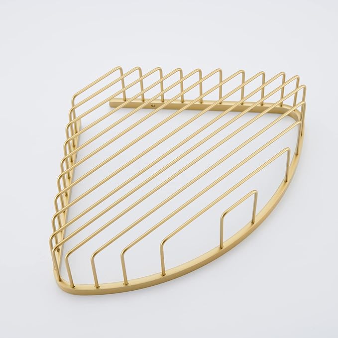 GORDEE Bathroom Shower Caddy Corner Shelf Basket, Corner-Hollow Design, Ultra Sturdy Rust-Proof Stainless Steel Shelf Organizer Shampoo Holder, Wall Mounted Storage Rack for Bathroom, Brushed Gold