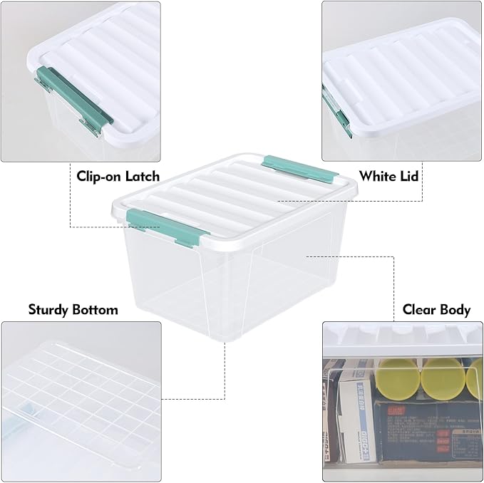 Jandson 4 Pack 20 Quart Plastic Organizer Bins with Lids, Multi-use Clear Latching Storage Boxes