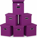 Closet Organizers Fabric Storage Bins With Lids Collapsible Cube Storage Organizer Basket With Handles,Storage Boxes for Clothes Storage,Office,Laundry,Shelves,6 Pack,（Purple）