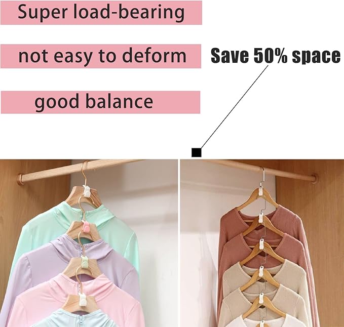 60 Pcs Clothes Hanger Connector Hooks, Plastic Hooks Cascading Hanger Hooks Hanger Extender Clips for Heavy Duty Hangers Space Saving and Clothes Closet Wardrobe Organizer - Blue