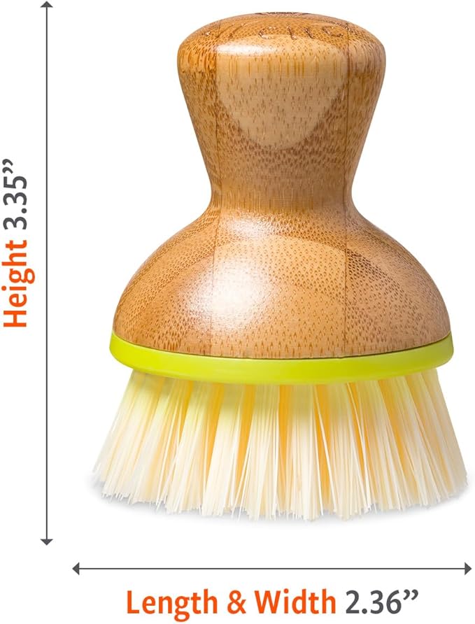 Full Circle Bubble Up Bamboo Dish Brush – Family Safe, Formaldehyde-Free–Ergonomic Palm Scrubber with Handle for Kitchen Cleaning, Dish Scrub Brush for Nonstick, Cast Iron & Sink, Green