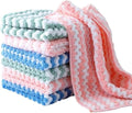 Coral Fleece Striped Rag Cleaning Dish Cloth, Circulatik Microfiber Cleaning Rag, Non Stick Oil Fast Drying Reusable Washable Towels (5PCS)