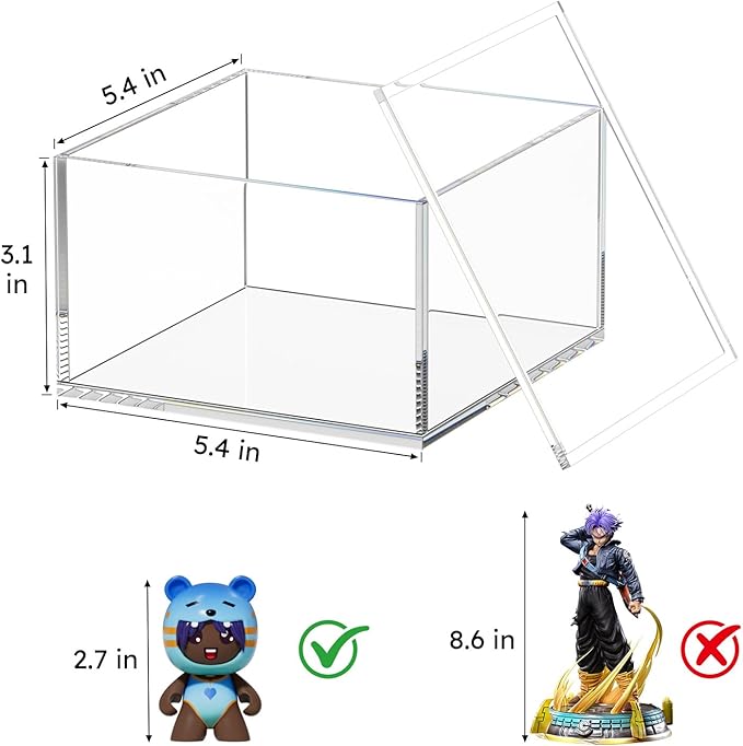 AITEE Decorative Acrylic Box with Lid, Clear Cube Display Case, Multi-Purpose Box Square Container for Holding Staples, Highlighters, Adhesive Tape, Paper Clips, Stamps, Display in Home (Large)