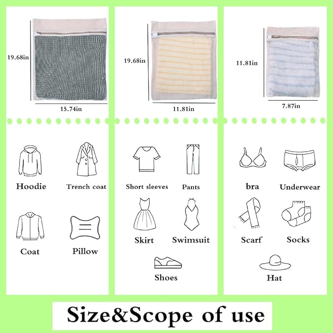 6 cotton mesh laundry bags, resistant to deformation and anti-tangling for washing machines: for sorting and protecting clothes