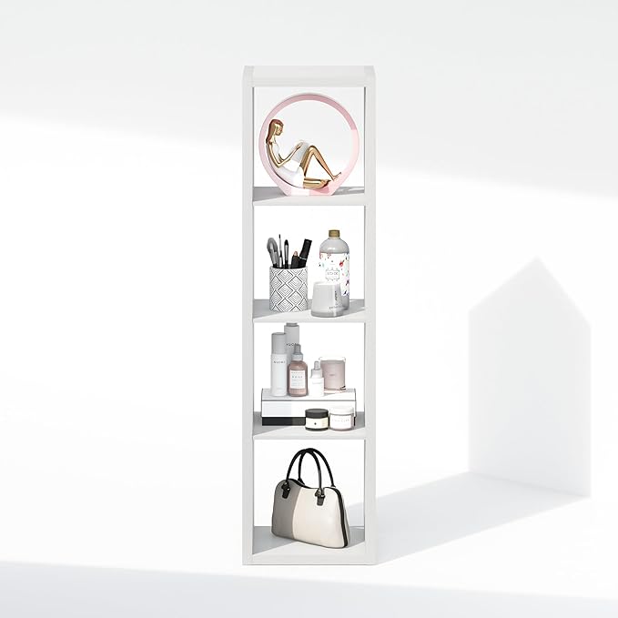 Furinno Cubic Closet Organizers and Storage, 4-Cube Closet Organizer, Vertical Open Shelf Closet Storage, Extra Thick Frame for Wardrobe, Bedroom, Living Room, White