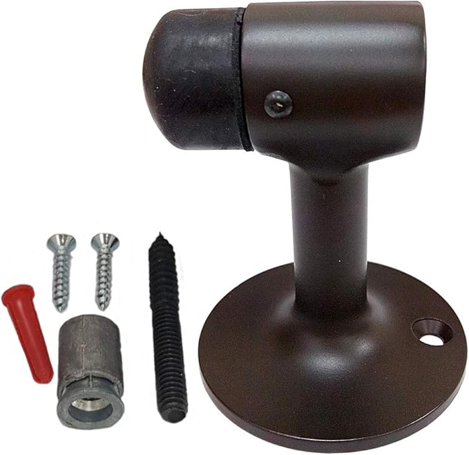 QCAA Solid Brass Door Stop, 3" Height, US10B ORB(Oil-Rubbed Bronze), Made in Taiwan, 1 Pack