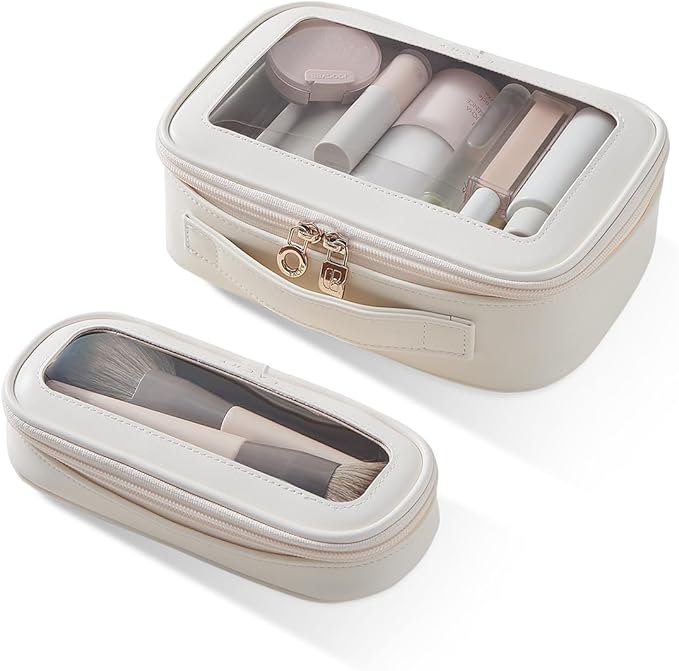 EACHY Clear Makeup Bag Cosmetic Organizer, Waterproof Travel Cosmetic Case with Zipper for Women, Transparent Toiletry and Skincare Pouch, Portable Car or Purse Bag for Travel Essentials