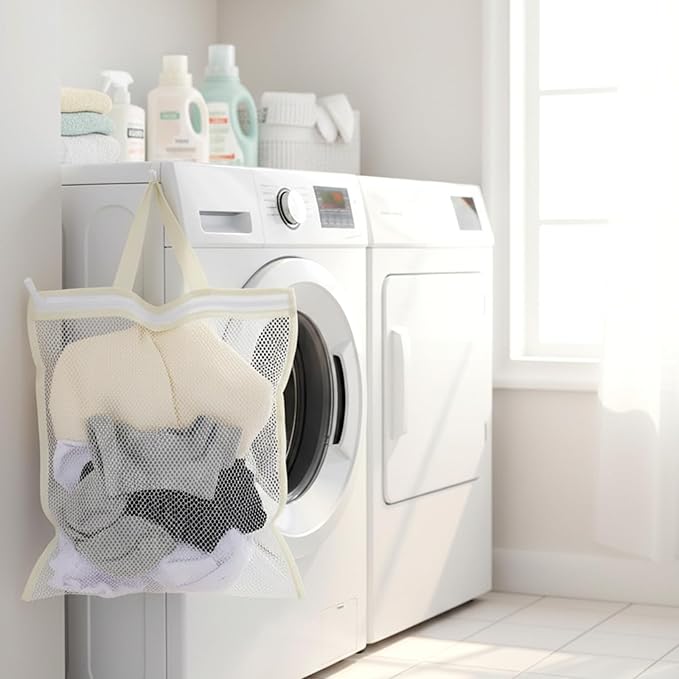 2 Pcs Hanging Laundry Bag Small Mesh Laundry Bag for Washing Machine Wash Bags for Clothes Delicates Lingerie Socks with Zipper, 12.99 X 11.42in